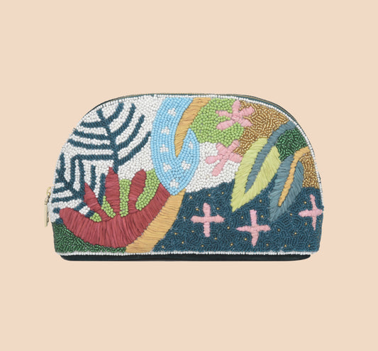 Sequina Multi - Beaded & Hand Embroidered Make-Up Pouch
