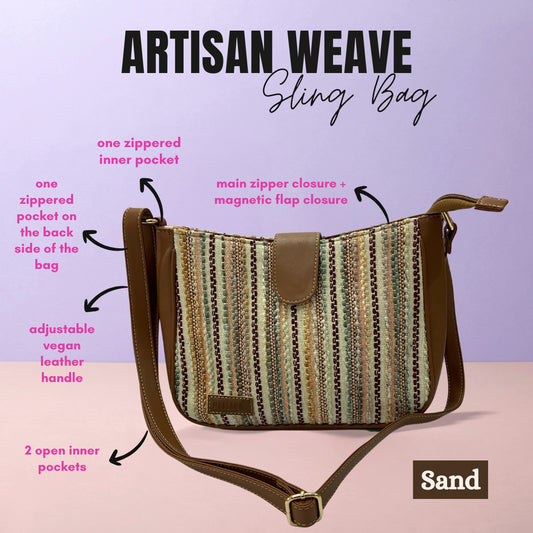 Artisan Weave Sling Bag - Sand