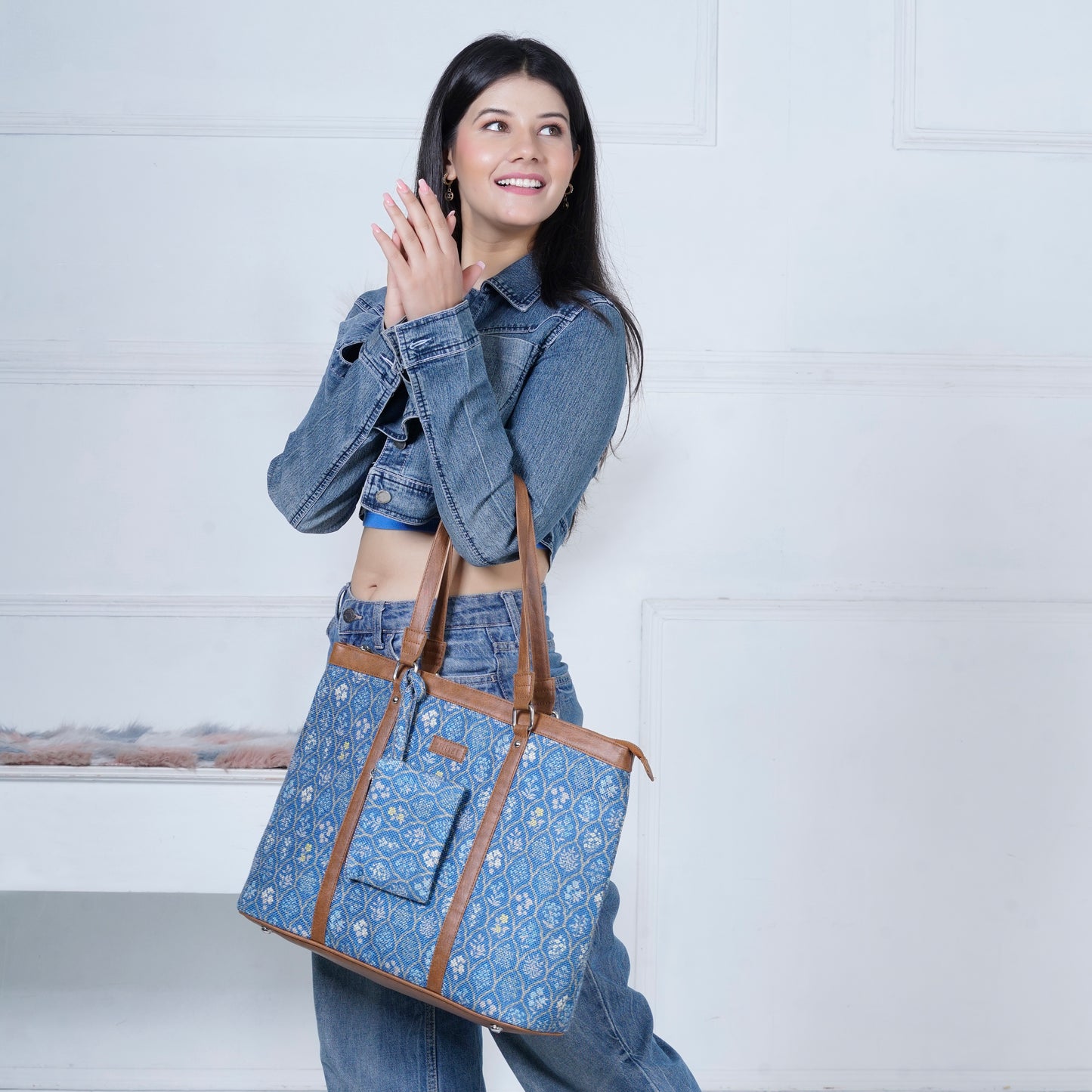 Office Tote - Blue Flowers