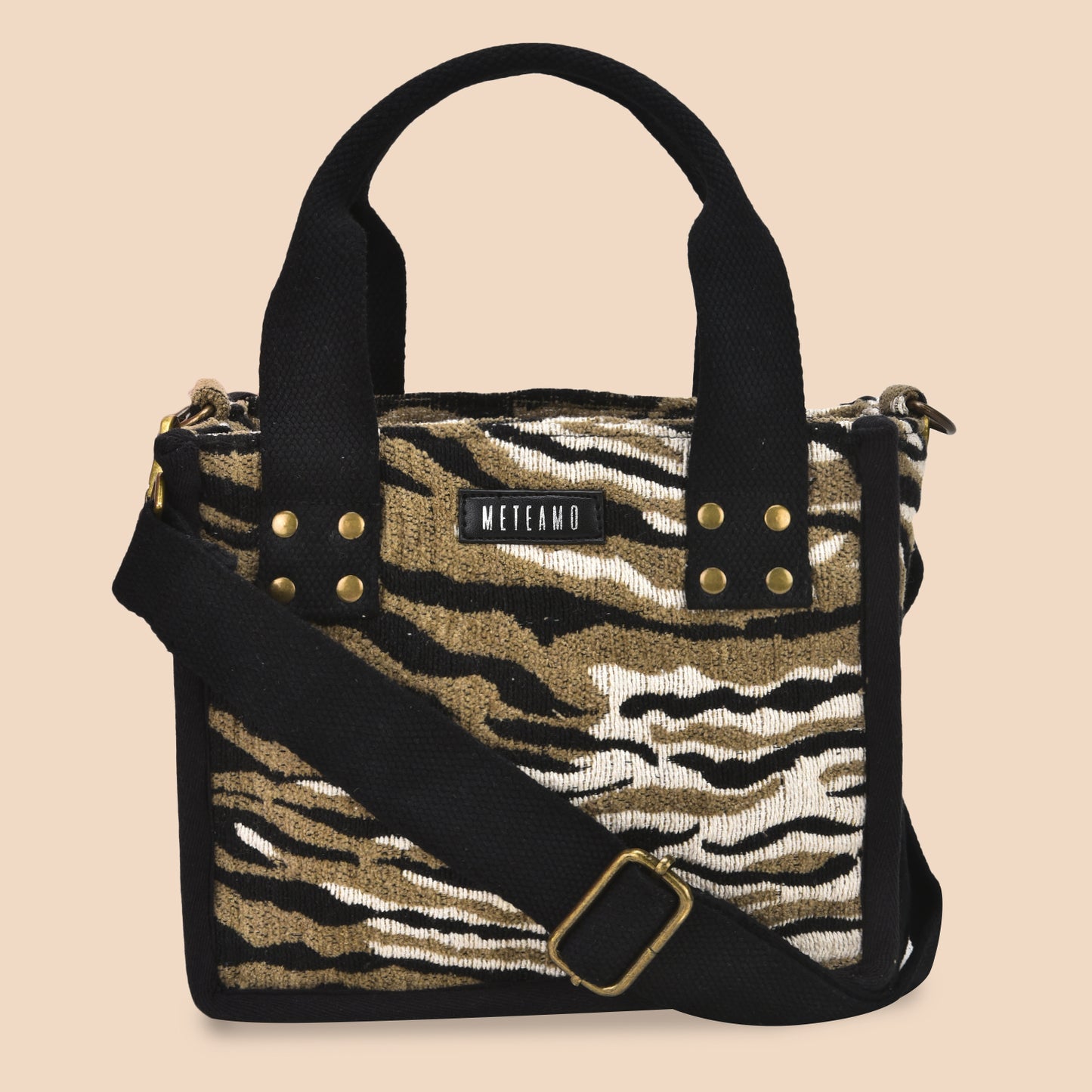 Anileo - Brown & Black Jacquard Box Bag - Small