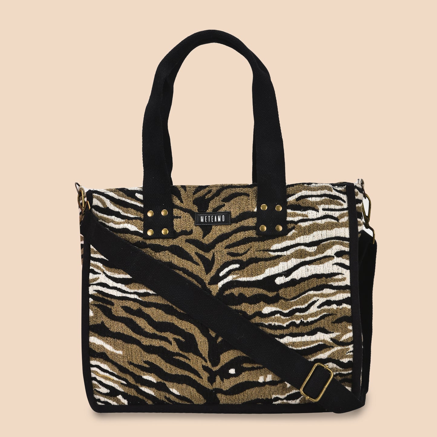 Anileo - Brown & Black Jacquard Box Bag - Medium