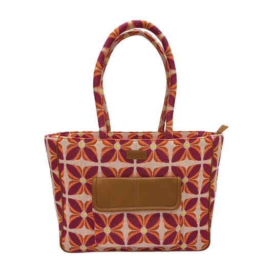 Vintage Petal Tote - Sunset Bloom (with front pocket)