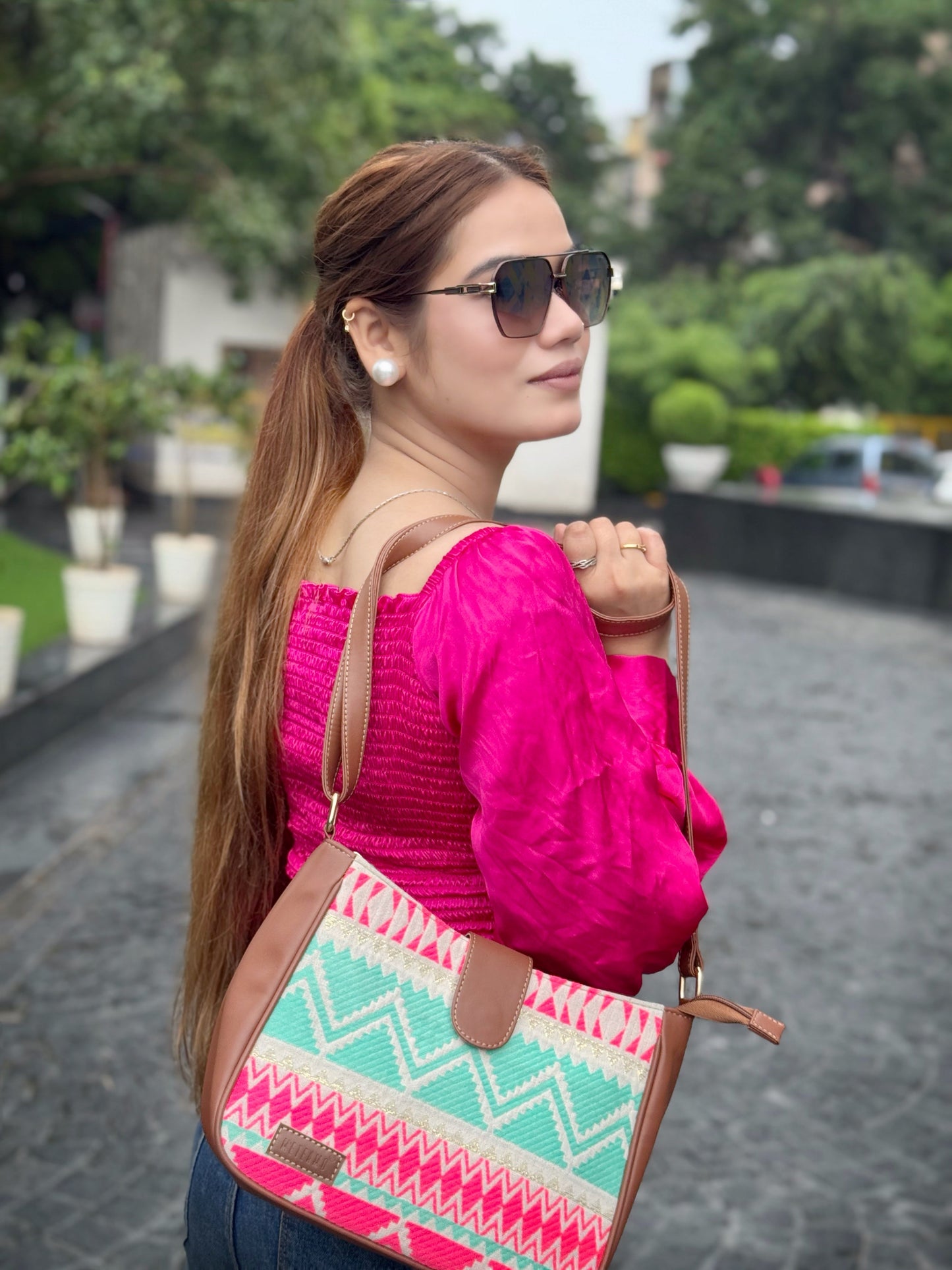 🎁 Artisan Weave Sling Bag - Mint Blush (BOGO) (Discount)