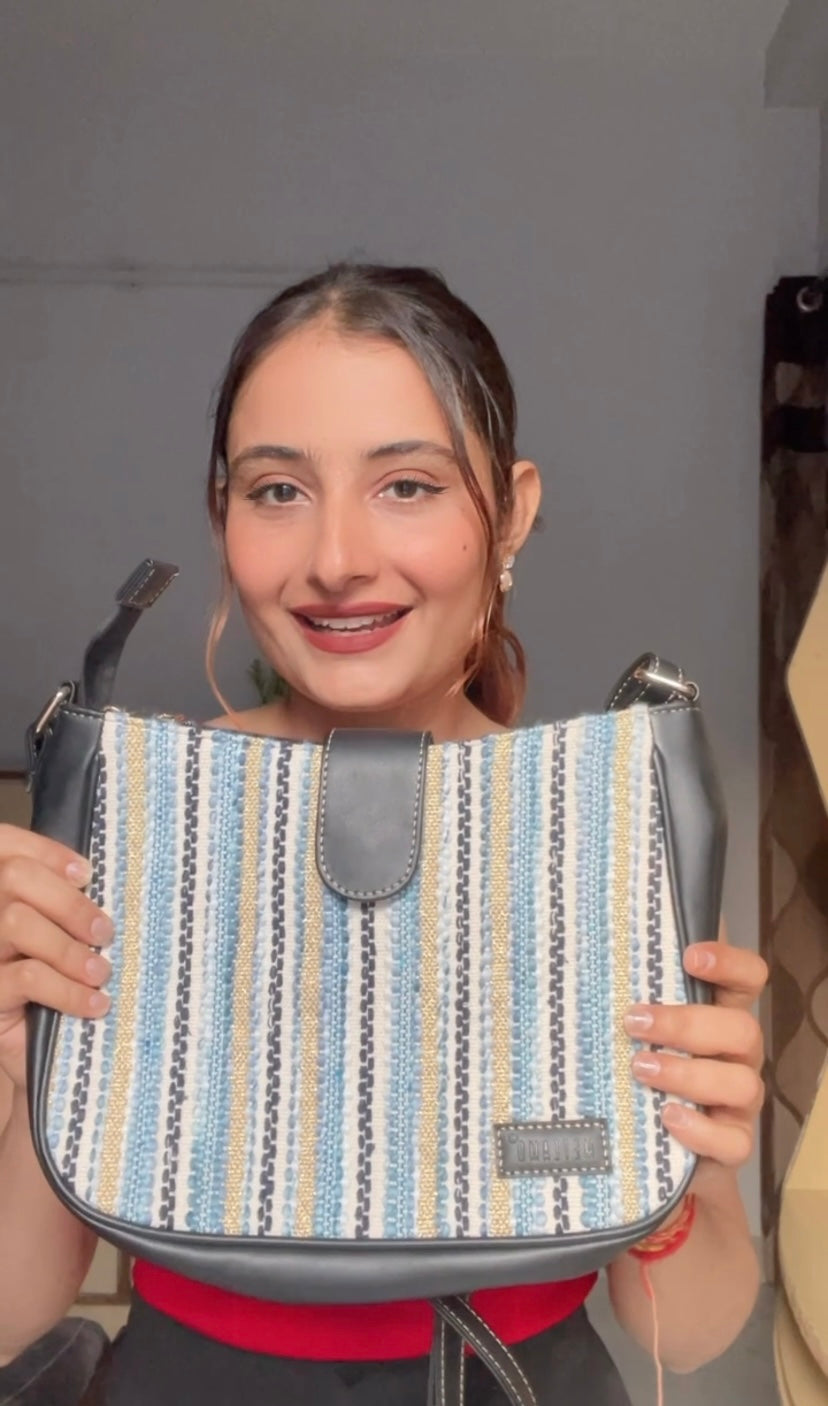 🎁 Artisan Weave Sling Bag - Blue Wave (BOGO) (Discount)