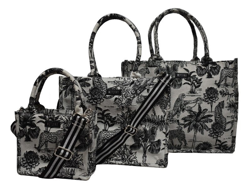 Vufia - Black & White Jacquard Box Bags - Set of 3