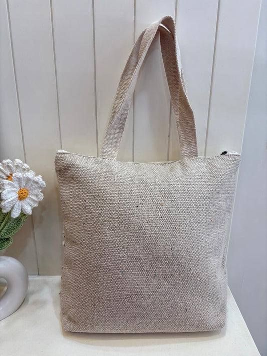 Handloom Bag - Flower Motif (made from Recycled Mixed Fibre)