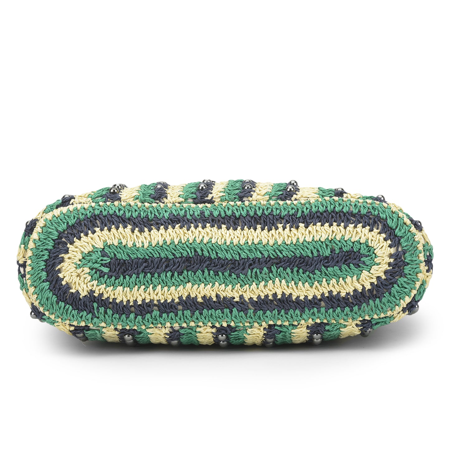 Qufi - Raffia Tote Bag with Gunmetal Beads