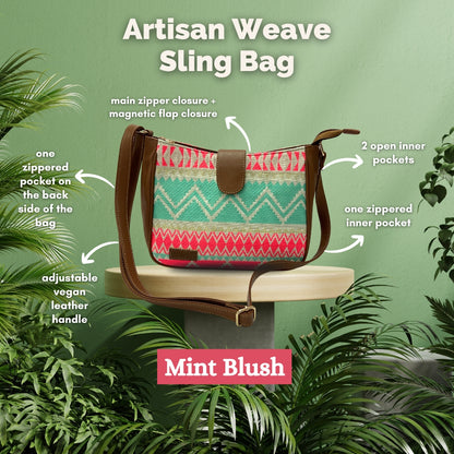 Artisan Weave Sling Bag - Mint Blush (BOGO)