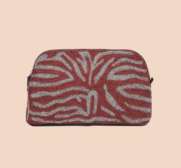 Sequina Red - Beaded Make-Up Pouch