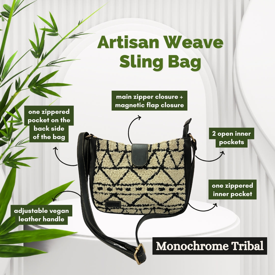 🎁 Artisan Weave Sling Bag - Monochrome Tribal (BOGO) (Discount)