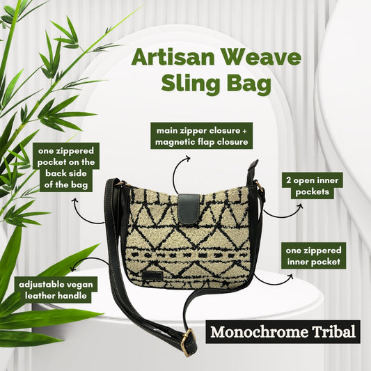 🎁 Artisan Weave Sling Bag - Monochrome Tribal (BOGO) (Discount)