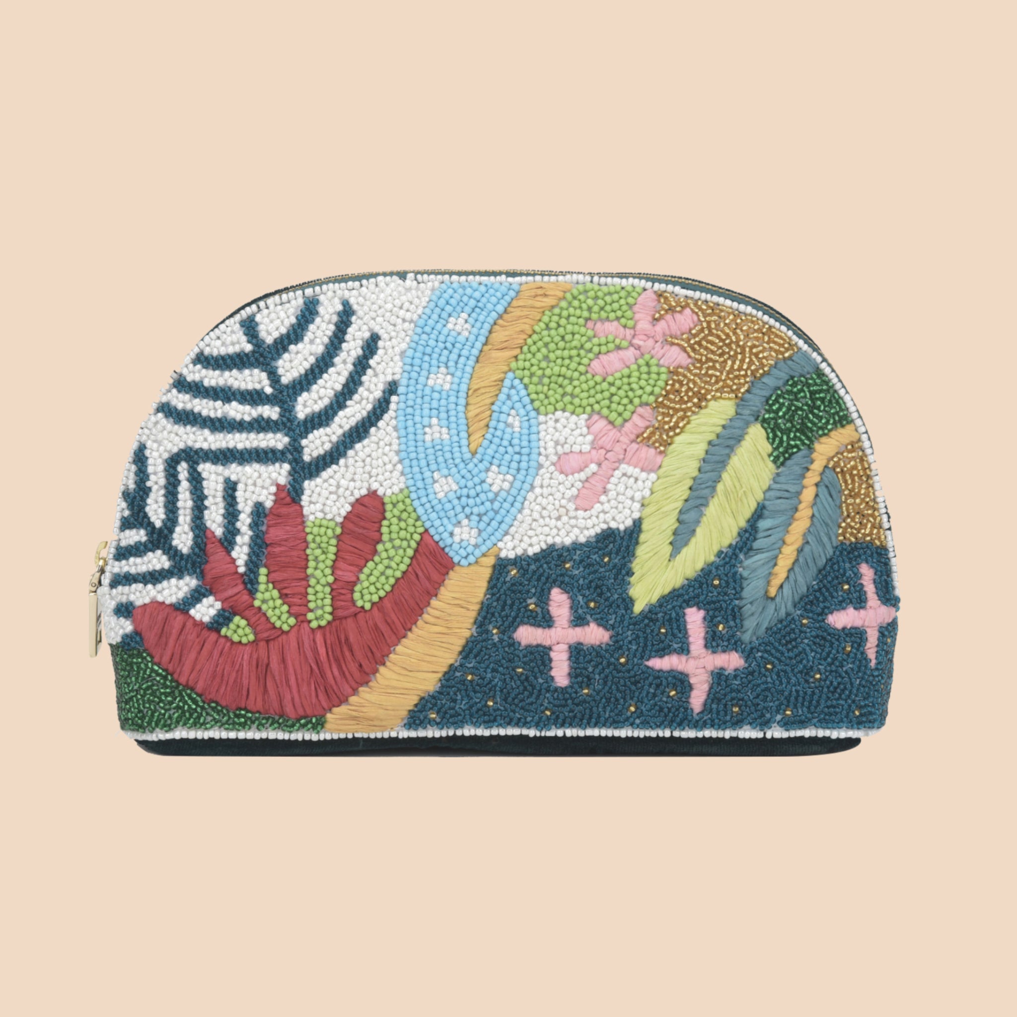 Sequina Multi - Beaded & Hand Embroidered Make-Up Pouch