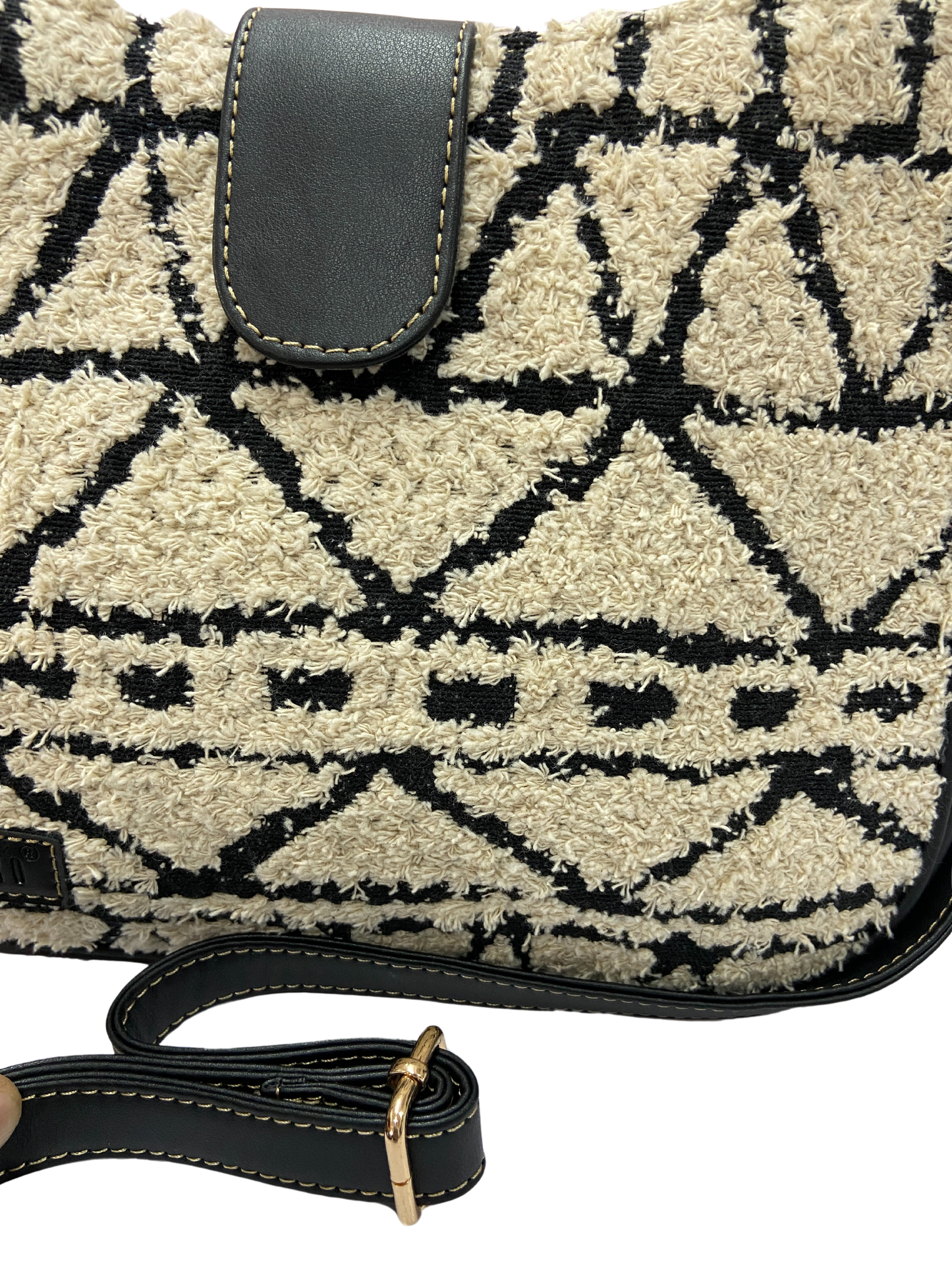 Artisan Weave Sling Bag - Monochrome Tribal