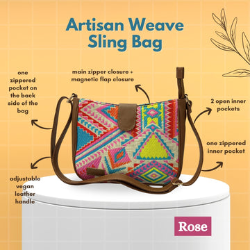 Artisan Weave Sling Bag - Rose