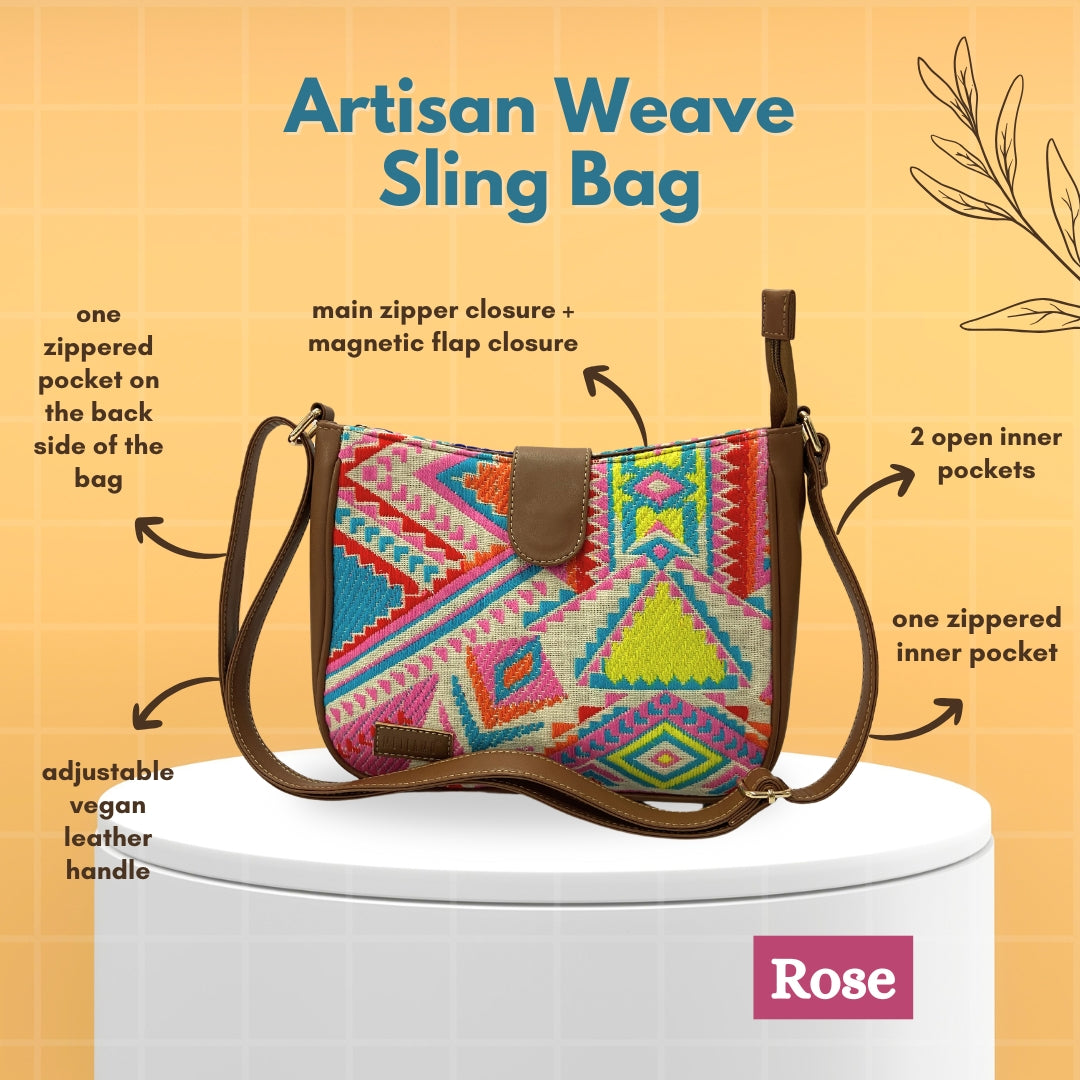 🎁 Artisan Weave Sling Bag - Rose (BOGO) (Discount)