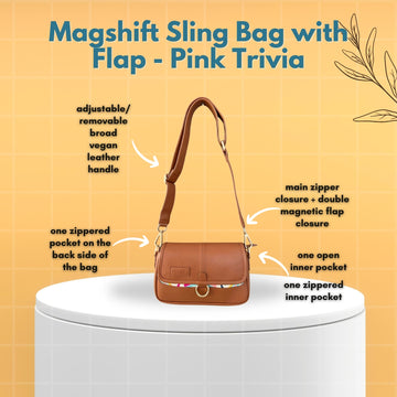 Magshift Sling Bag with Flap - Pink Trivia