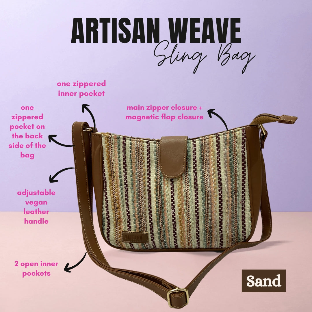 Artisan Weave Sling Bag - Sand (BOGO)