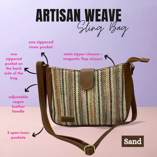 🎁 Artisan Weave Sling Bag - Sand (BOGO) (Discount)