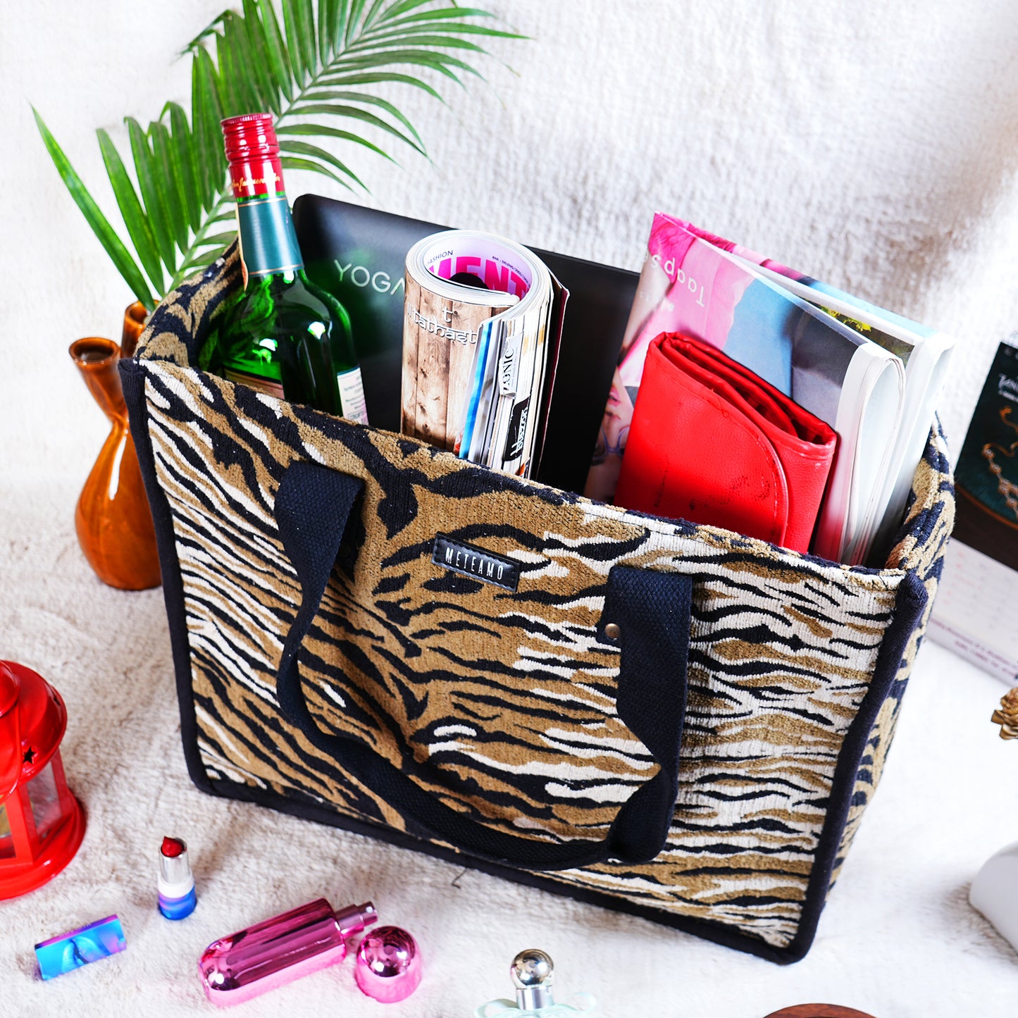 Anileo - Brown & Black Jacquard Box Bag - Jumbo