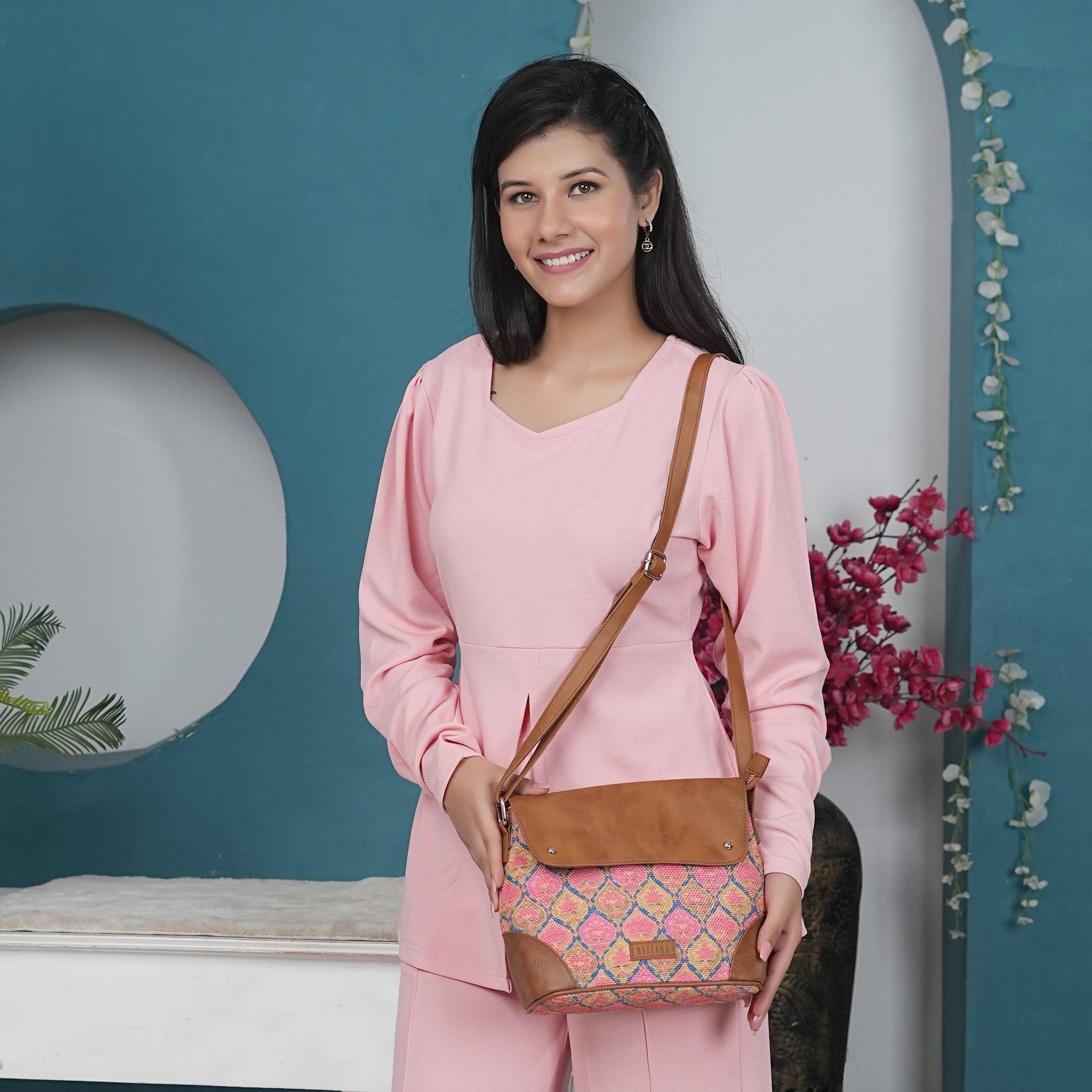 Sling Bag with Flap - Ruhani Pink