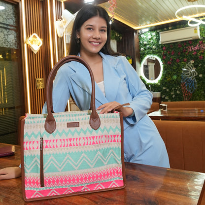 Artisan Weave Tote - Mint Blush