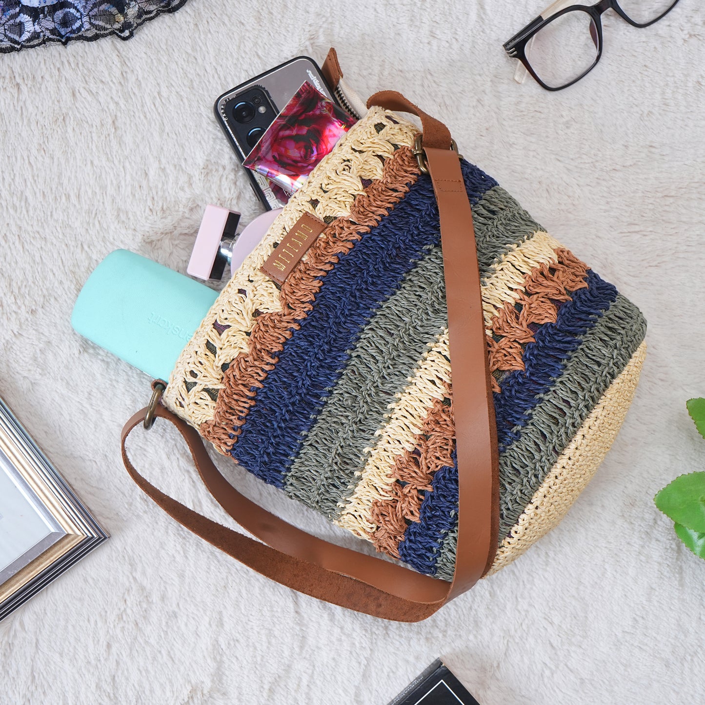 Dorabi - Multicolor Raffia Crochet Sling Bag