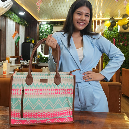 Artisan Weave Tote - Mint Blush