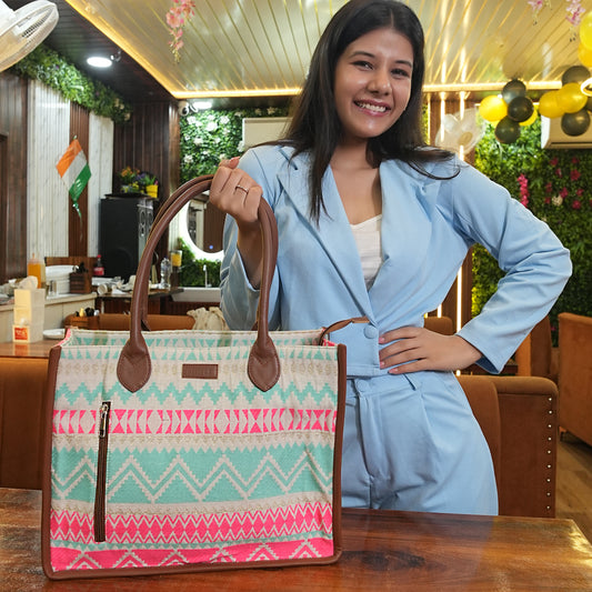 Artisan Weave Tote - Mint Blush