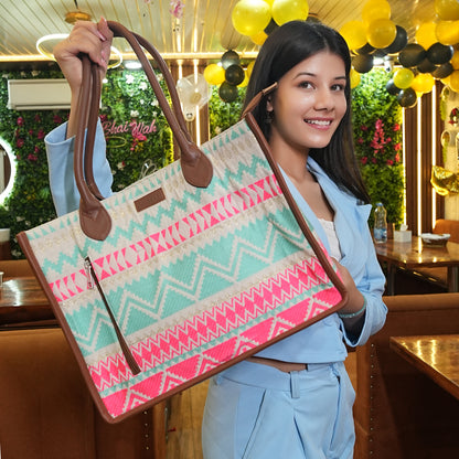 Artisan Weave Tote - Mint Blush