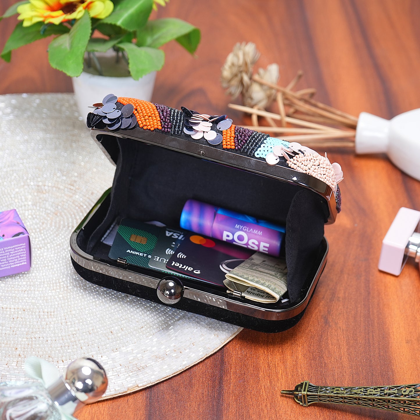 Sequina- Multicolor Beaded Clutch Bag