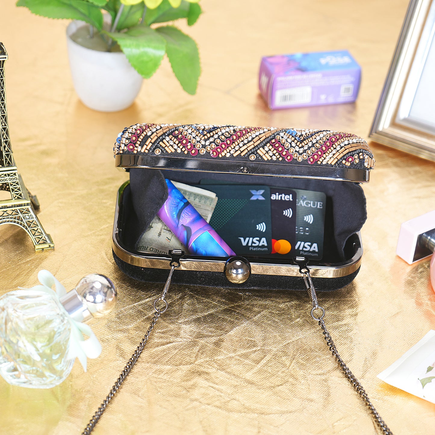 Embellia- Sequince & Beaded Clutch Bag