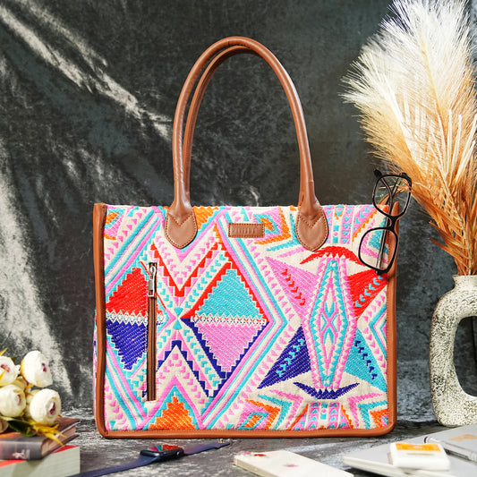 Artisan Weave Office Tote - Rose