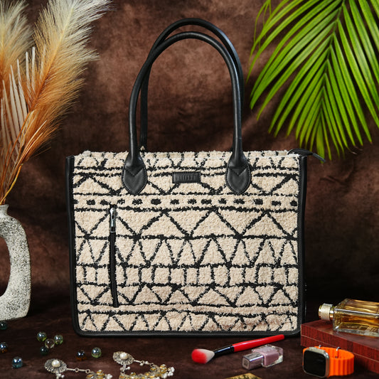 Artisan Weave Office Tote - Monochrome Tribal