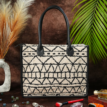 Artisan Weave Tote - Monochrome Tribal