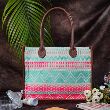 Artisan Weave Tote - Mint Blush