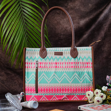 Artisan Weave Tote - Mint Blush