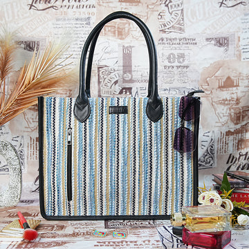 Artisan Weave Tote - Blue Wave