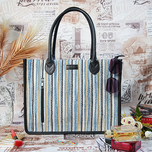 Artisan Weave Office Tote - Blue Wave