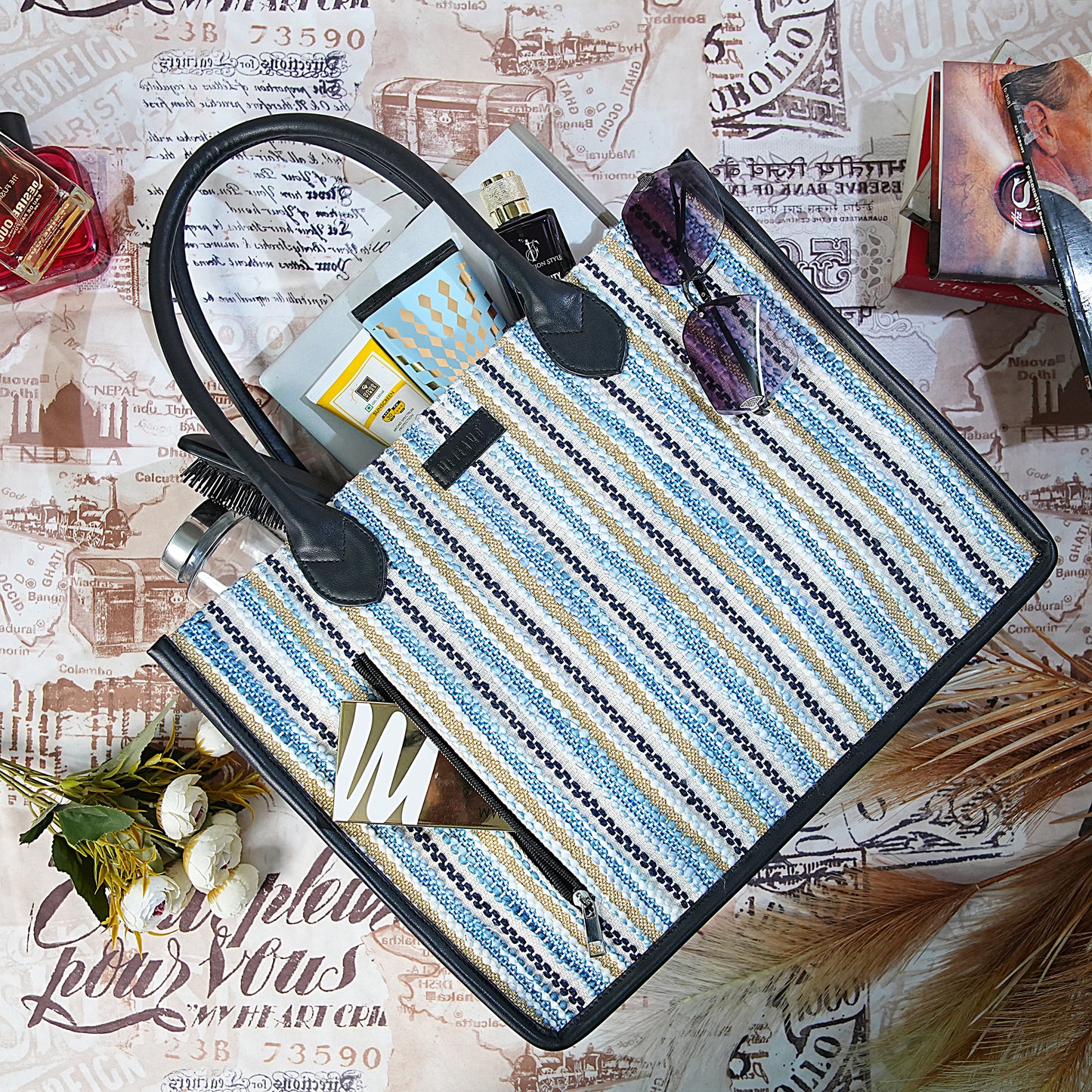 Artisan Weave Tote - Blue Wave