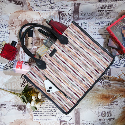 Artisan Weave Office Tote - Sand