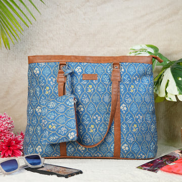 Office Tote - Blue Flowers