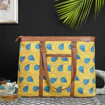 Office Tote - Yellow Peacock