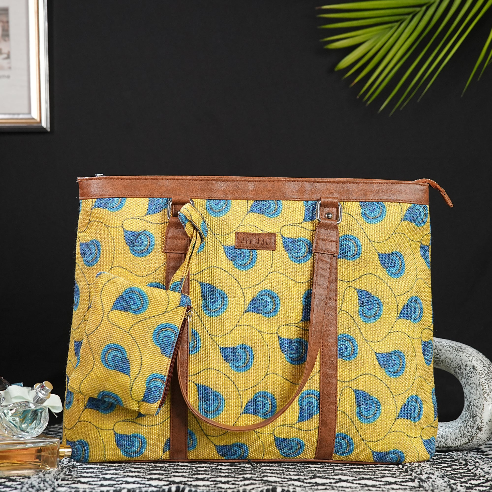 Office Tote - Yellow Peacock