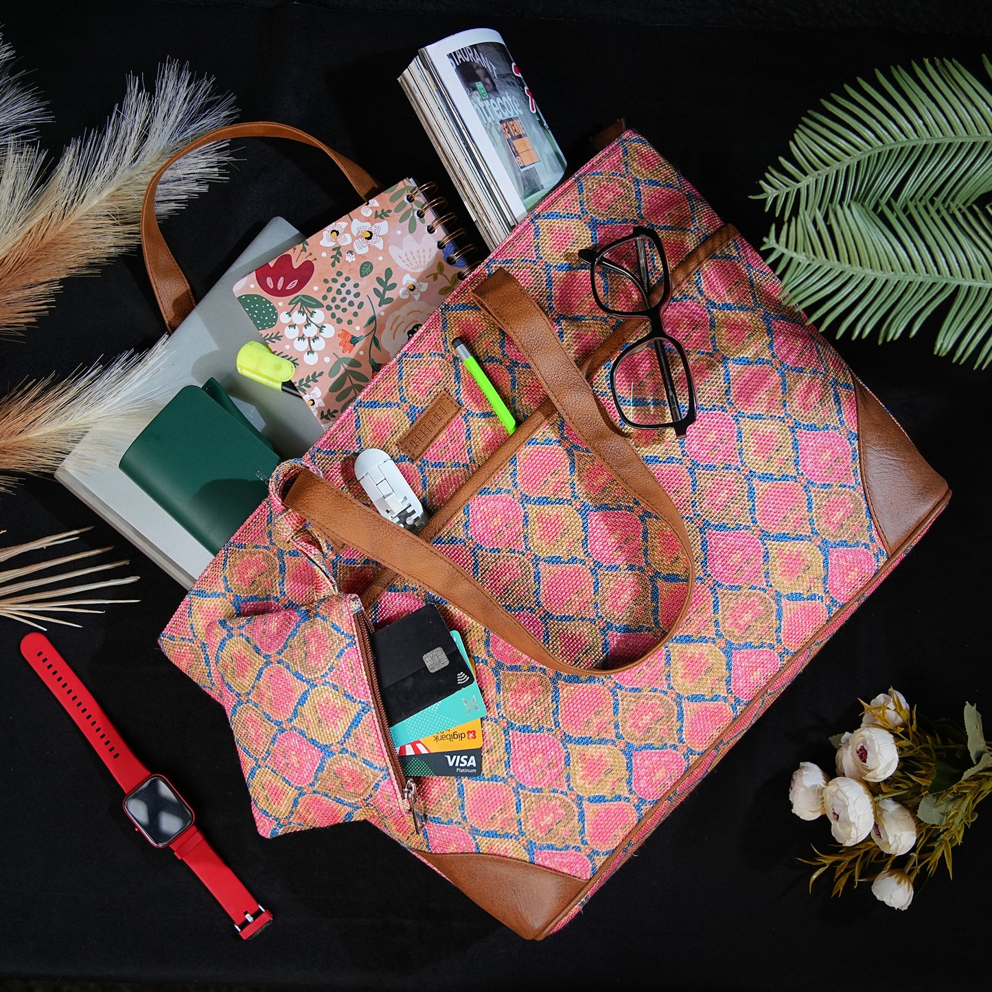 Ruhani Pink - Tote Bag with Mini Pouch