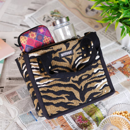 Anileo - Brown & Black Jacquard Box Bag - Small