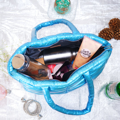 Fumadora Blue - Square Box Fancy Puffer Handbag