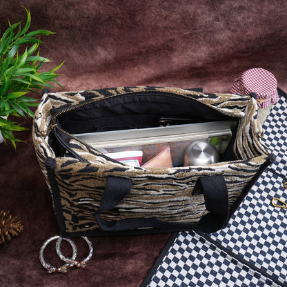 Anileo - Brown & Black Jacquard Box Bag - Medium