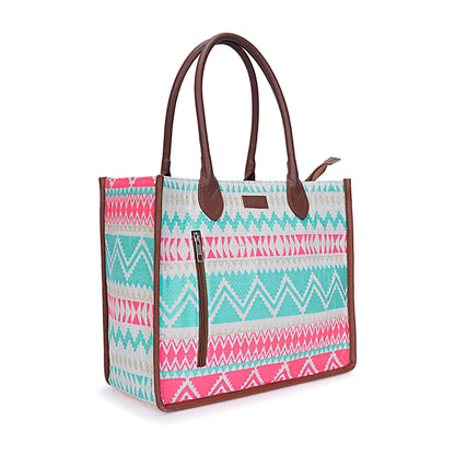 Artisan Weave Tote - Mint Blush