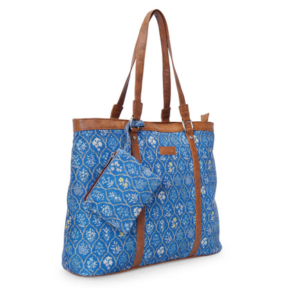 Office Tote - Blue Flowers