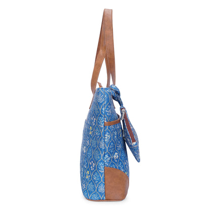 Blue Flowers - Tote Bag with Mini Pouch